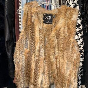 525 America Luxe genuine natural brown rabbit fur vest